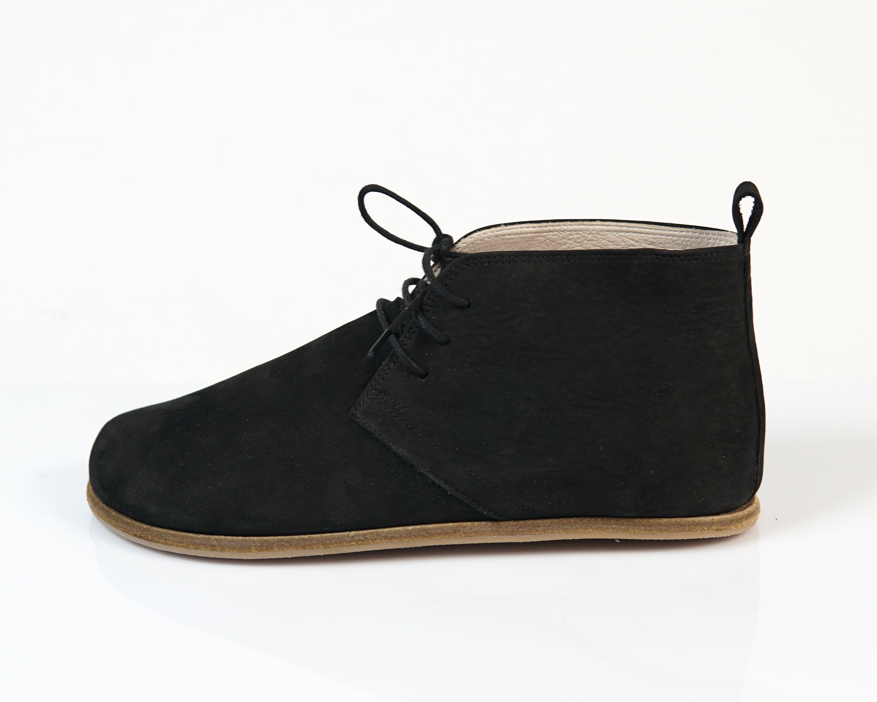 Black Ankle Boots Wide Barefoot Nubuck Leather Handmade Shoes Ankle Boots Leather Outsole