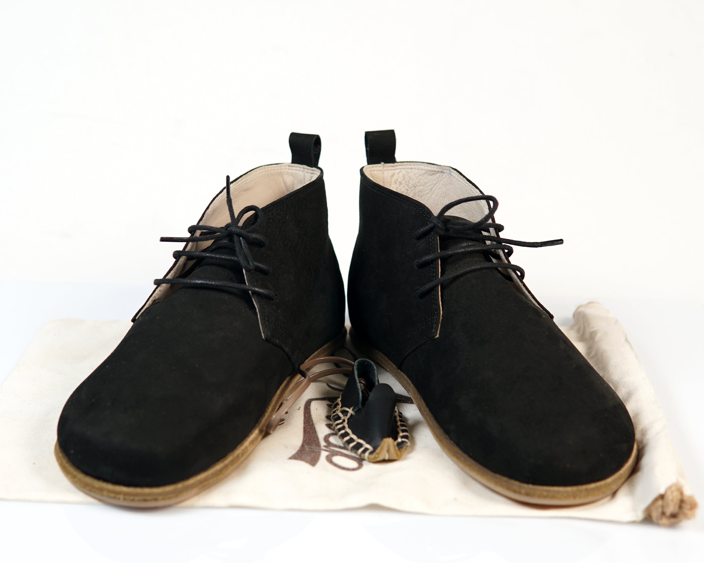 Black Ankle Boots Wide Barefoot Nubuck Leather Handmade Shoes Ankle Boots Leather Outsole