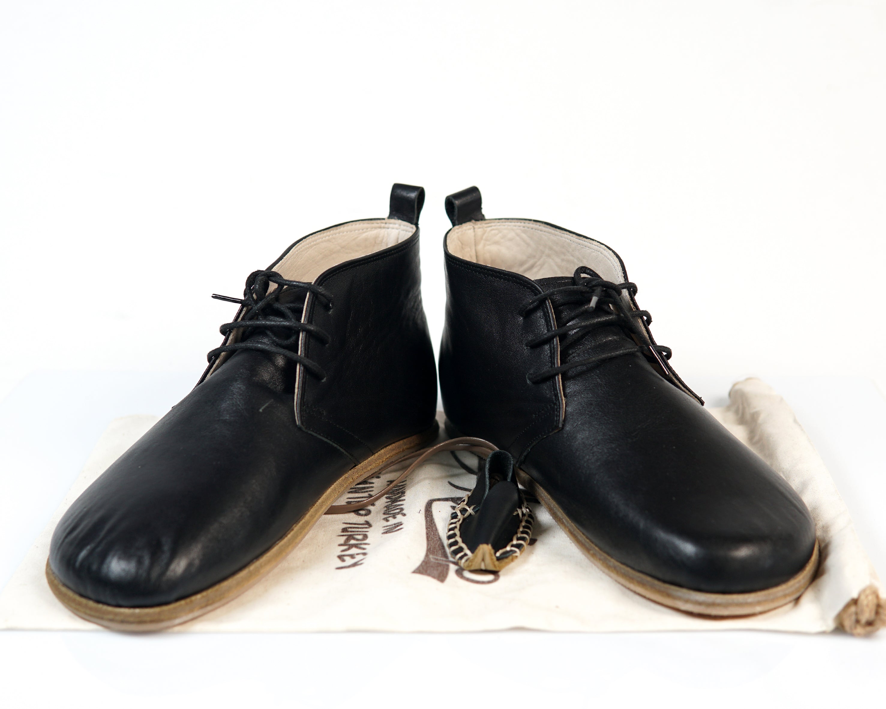 Black Ankle Boots Wide Barefoot Smooth Leather Handmade Shoes Ankle Boots Leather Outsole