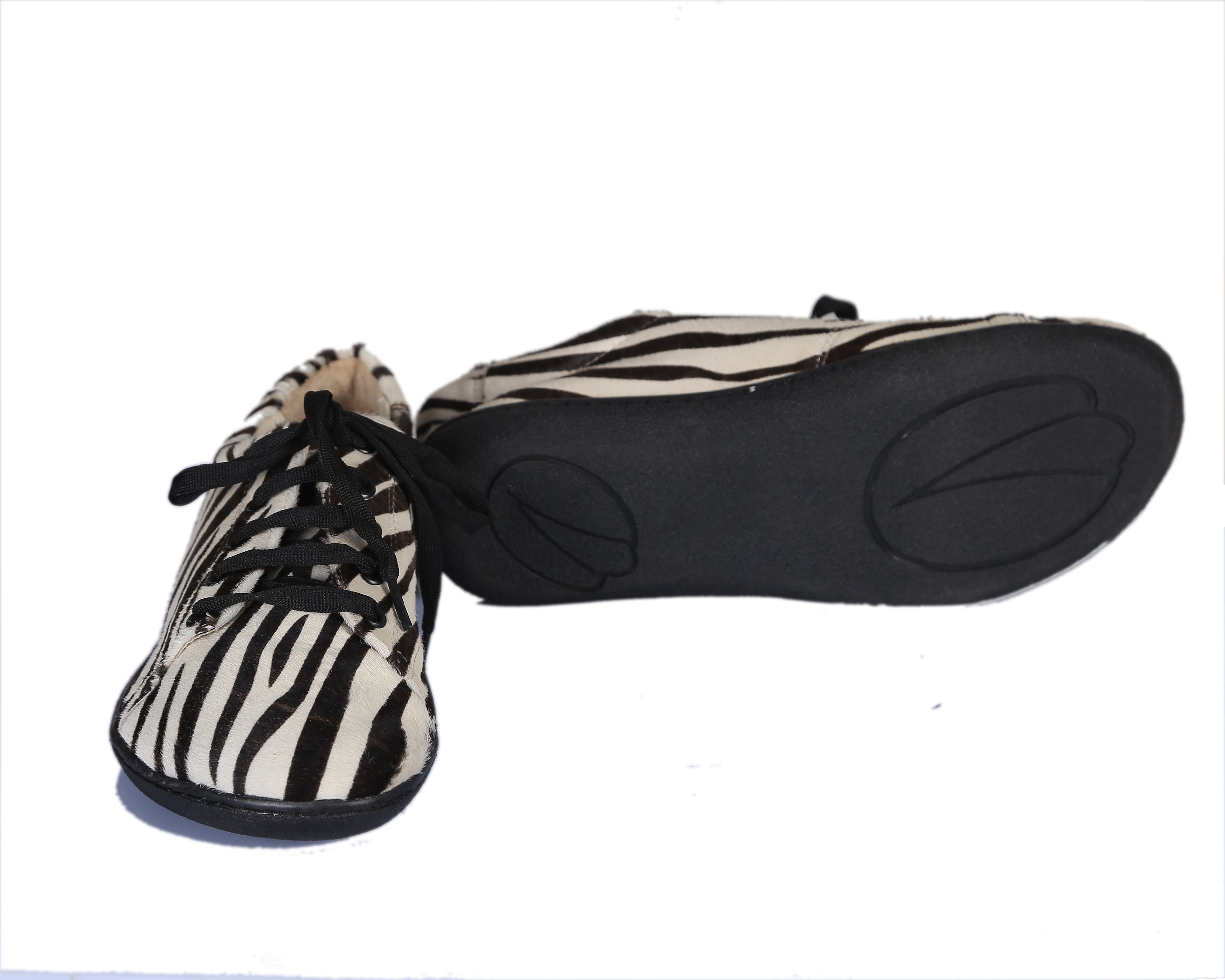 Zebra SNEAKER Wide Barefoot Shoes Smooth Leather Handmade 6mm Rubber Outsole