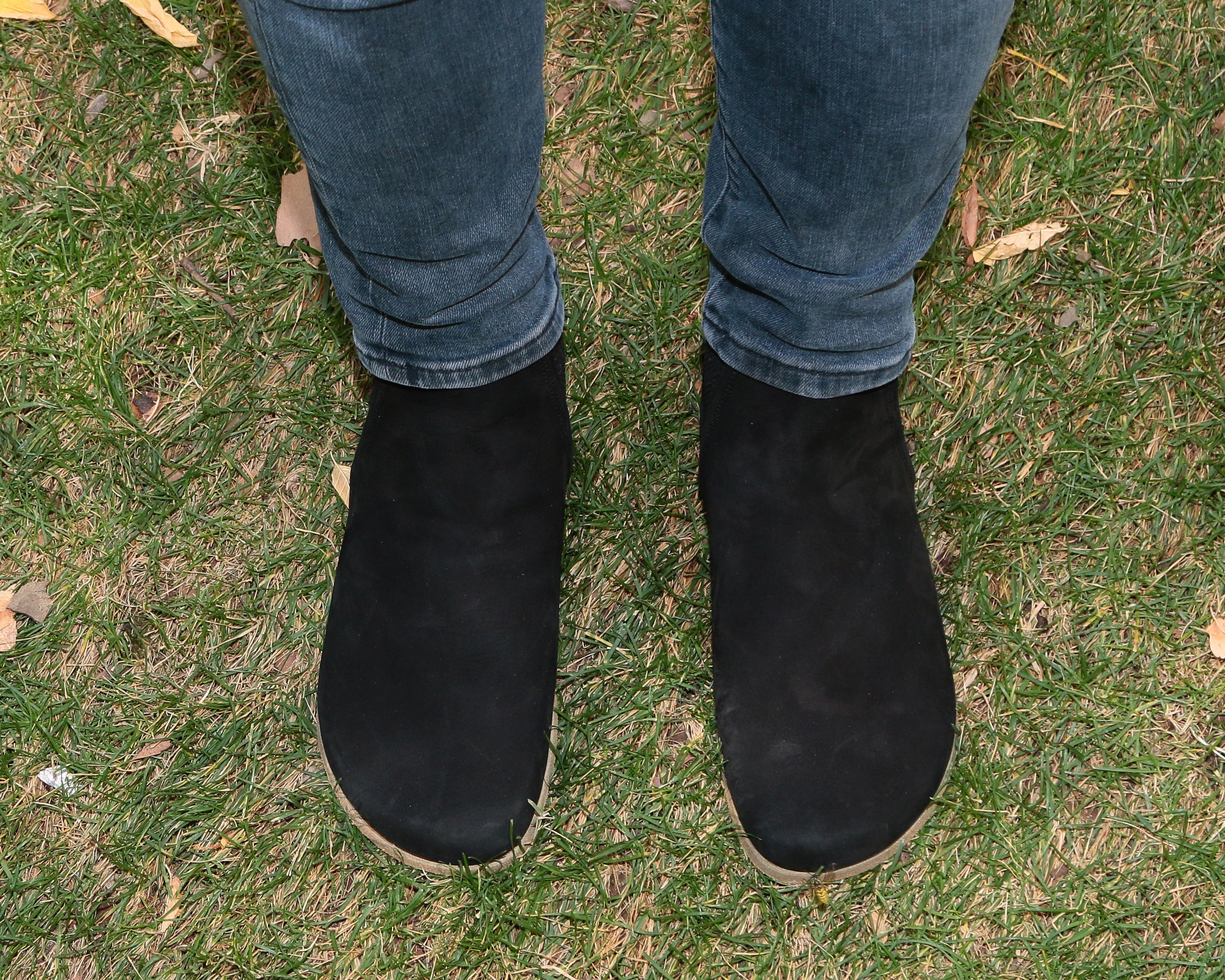 Black Chelsea Boots Wide Barefoot Nubuck Leather Handmade Shoes Chelsea Boots Leather Outsole