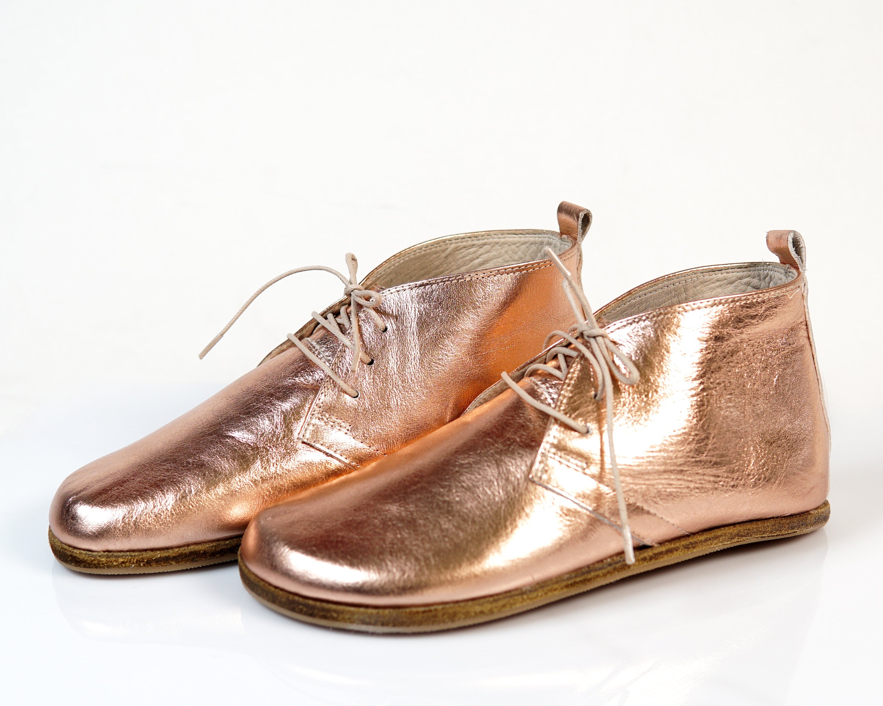 Rose Ankle Boots Wide Barefoot Smooth Leather Handmade Shoes