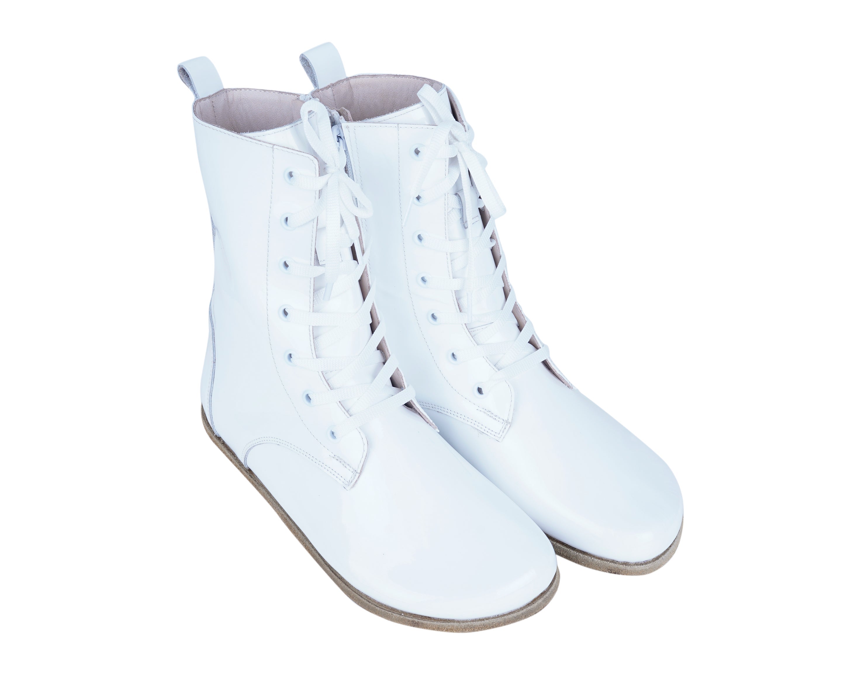 Foralı Classic Long Boots Wide Barefoot Patent Leather Handmade Shoes Long Boots Leather Outsole