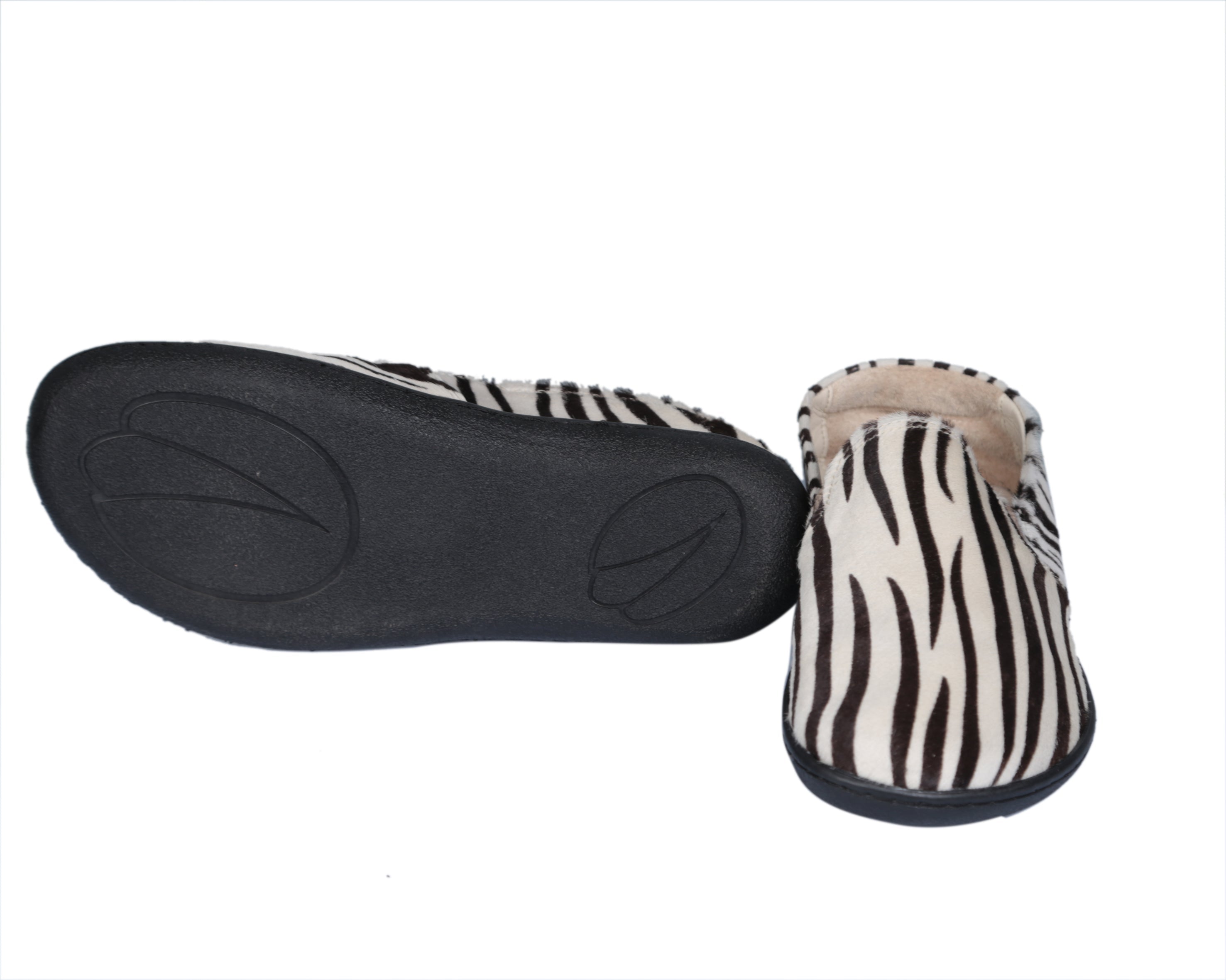 Zebra Slip-On Wide Barefoot Shoes Smooth Leather Handmade 6mm Rubber Outsole