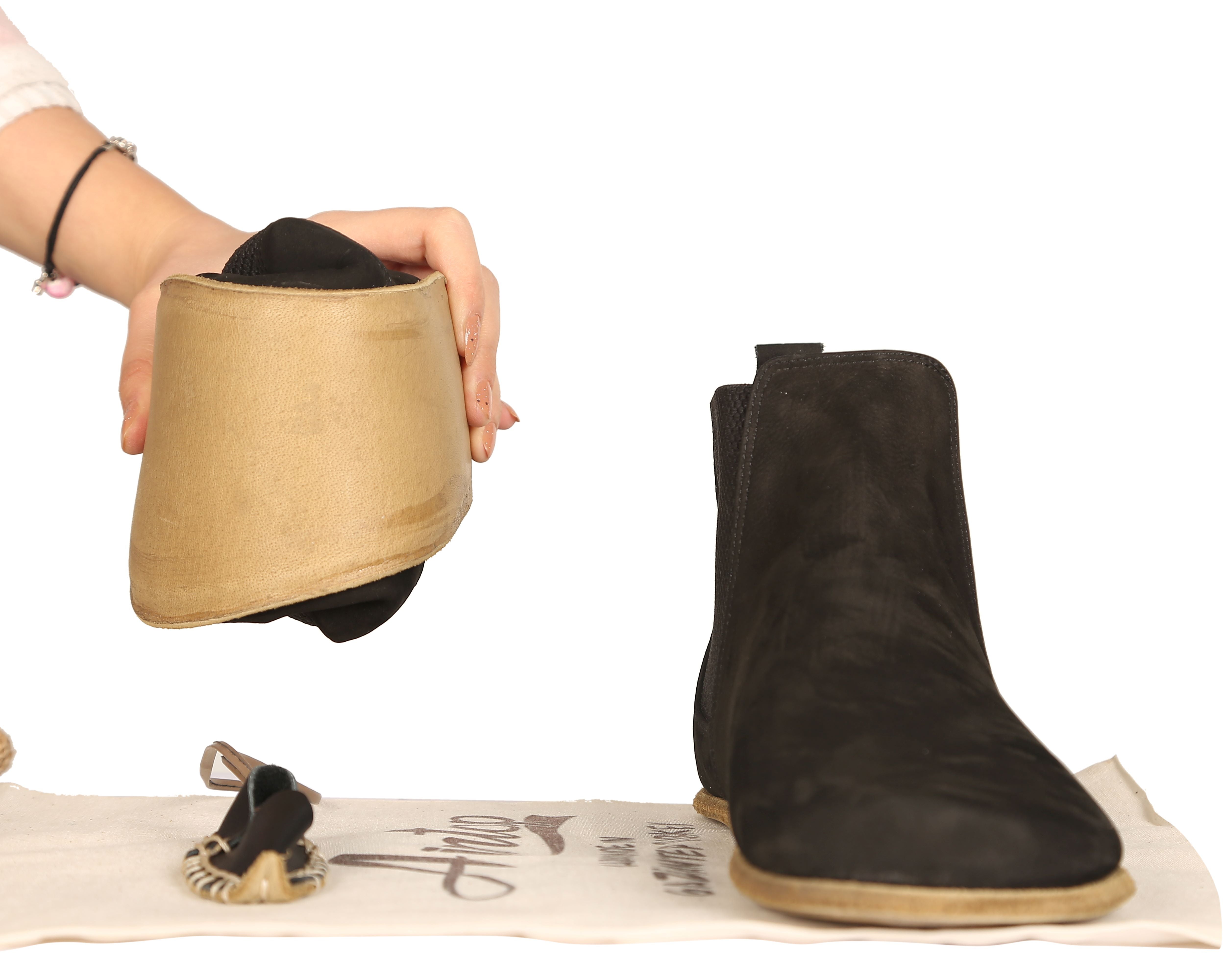 Black Chelsea Boots Wide Barefoot Nubuck Leather Handmade Shoes Chelsea Boots Leather Outsole