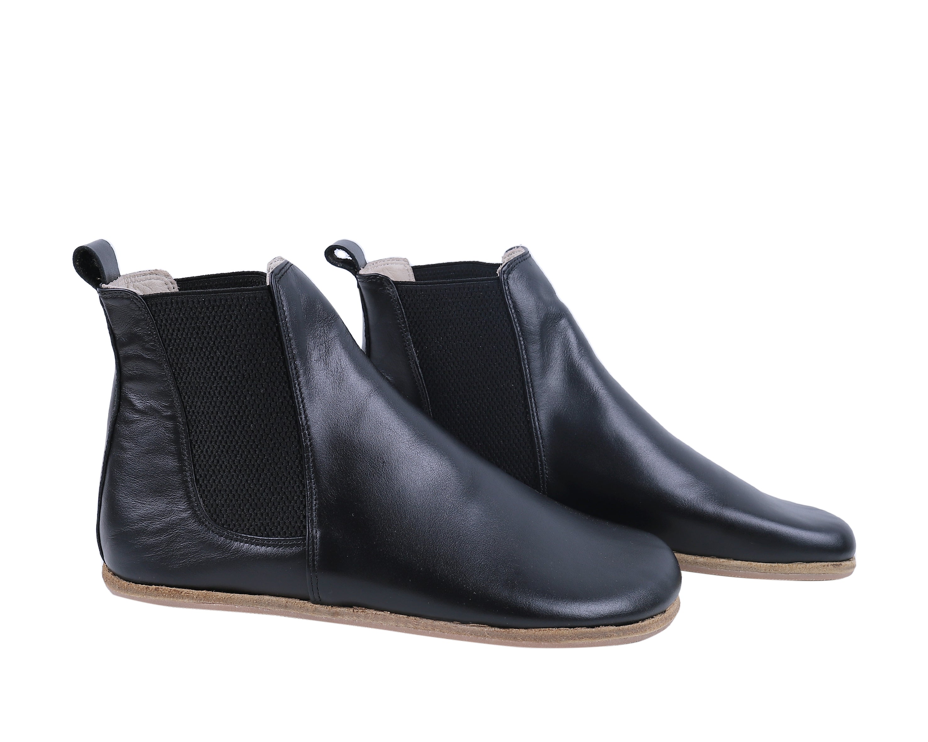Black Chelsea Boots Wide Barefoot Smooth Leather Handmade Shoes Chelsea Boots Leather Outsole
