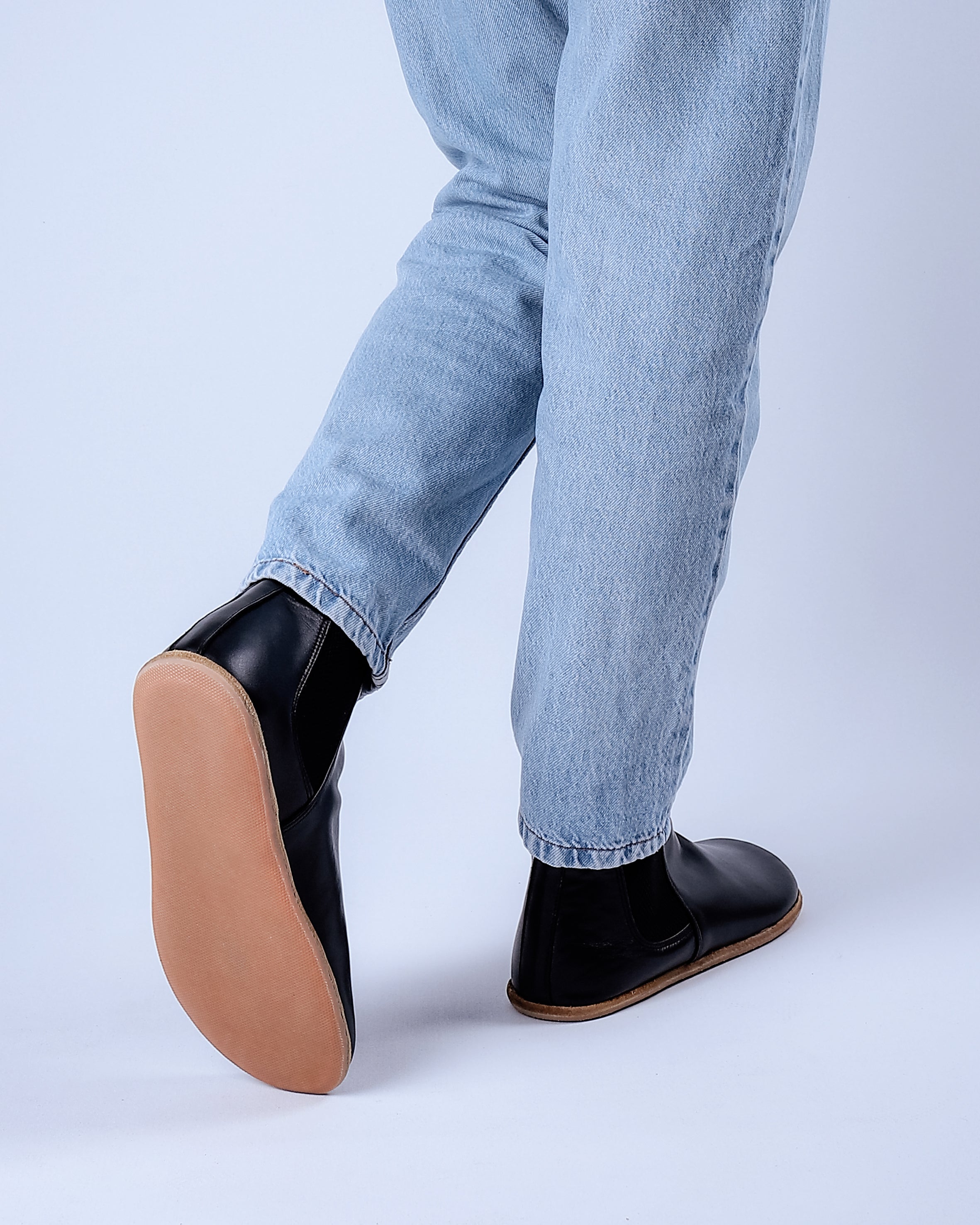 Black Chelsea Boots Wide Barefoot Smooth Leather Handmade Shoes Chelsea Boots Leather Outsole