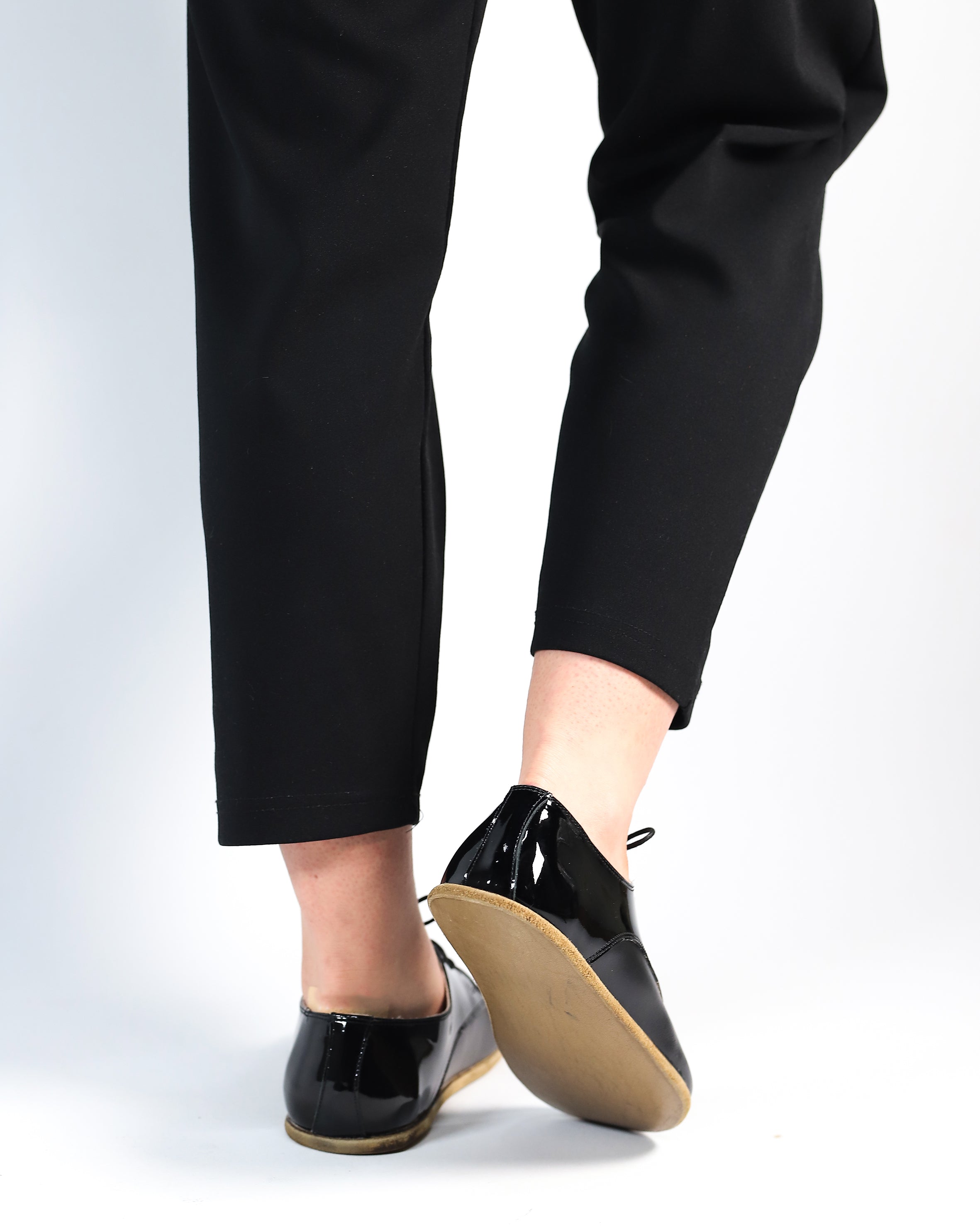 Matte and Glossy Black Oxford Wide Barefoot Patent Leather Handmade Shoes Oxford Leather Outsole