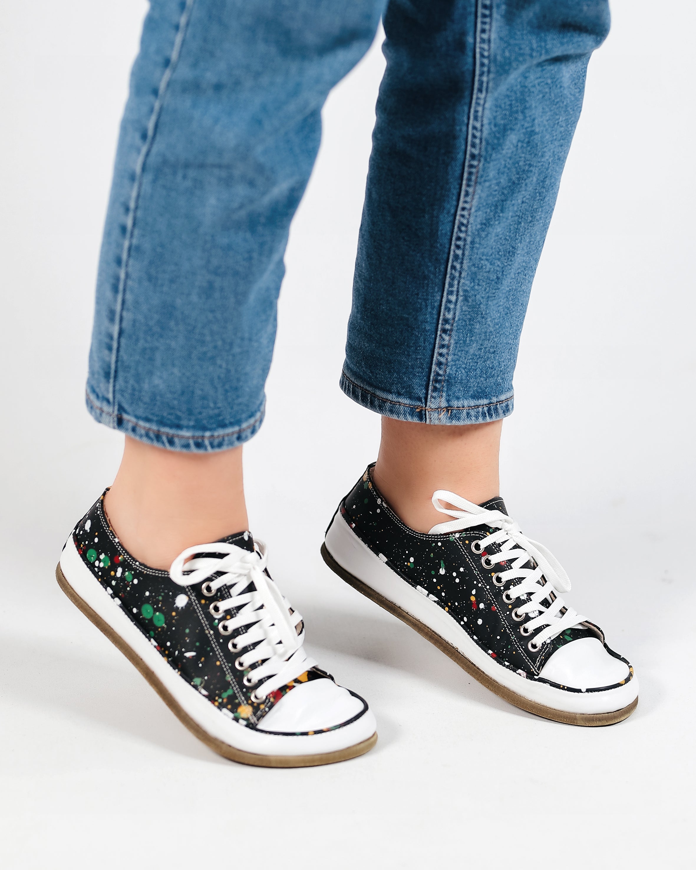 Petra Black Converse Style Wide Barefoot Smooth Leather Handmade Shoes Converse Leather Outsole