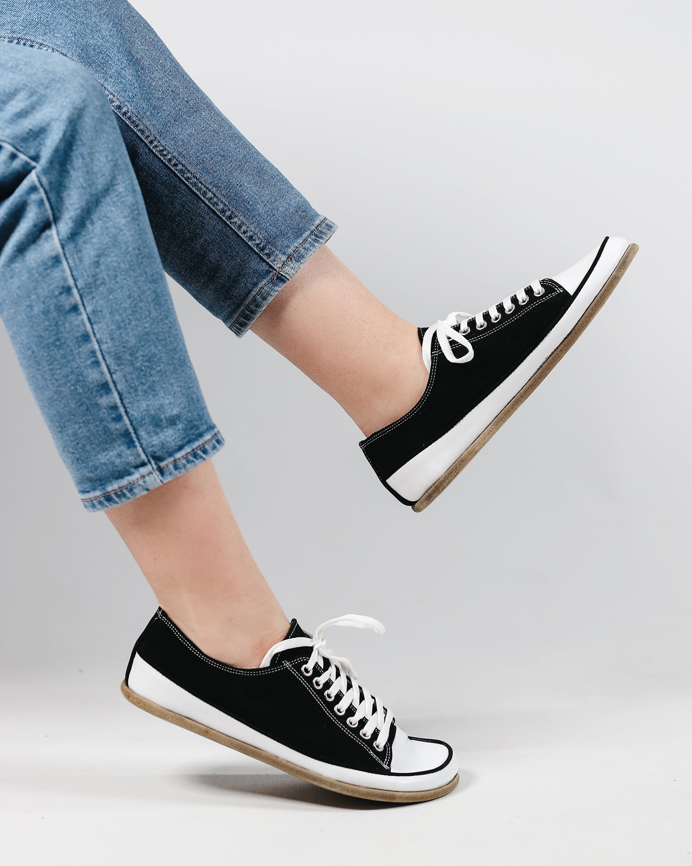 Black Converse Style Wide Barefoot Nubuck Leather Handmade Shoes Converse Leather Outsole