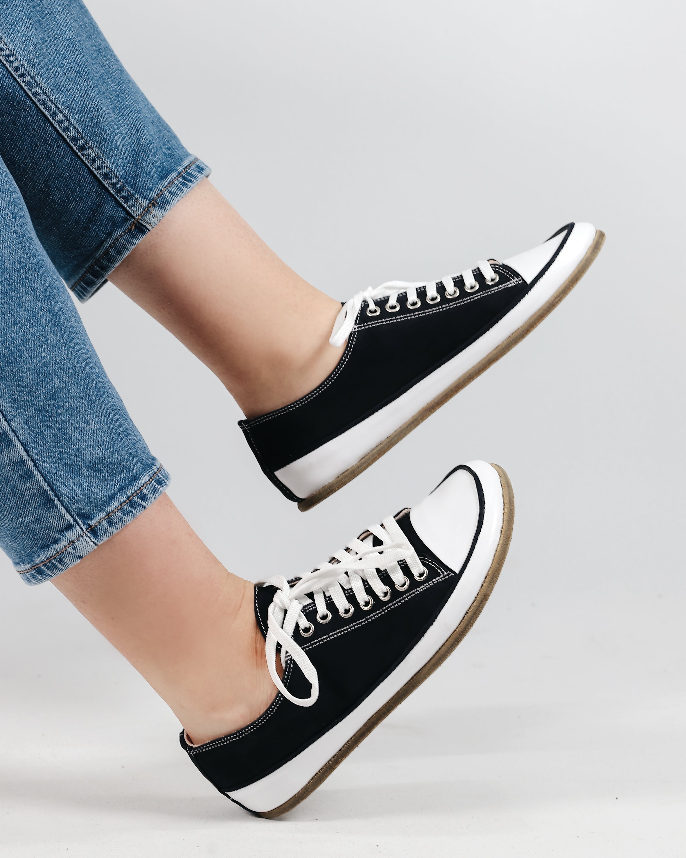 Black Converse Style Wide Barefoot Nubuck Leather Handmade Shoes Converse Leather Outsole