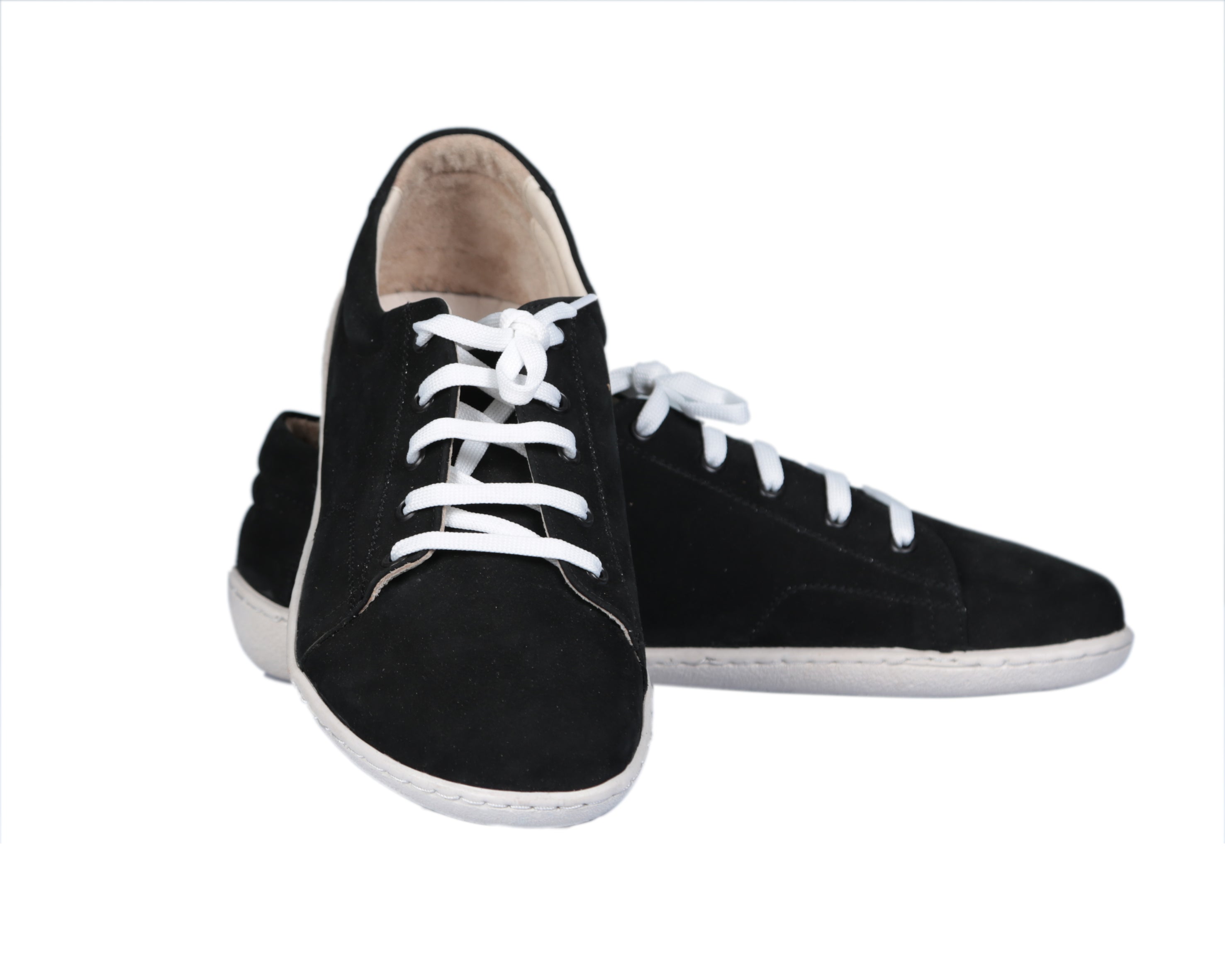 Black SNEAKER Wide Barefoot Shoes Nubuck Leather Handmade 6mm Rubber Outsole Sneaker Rubber Outsole