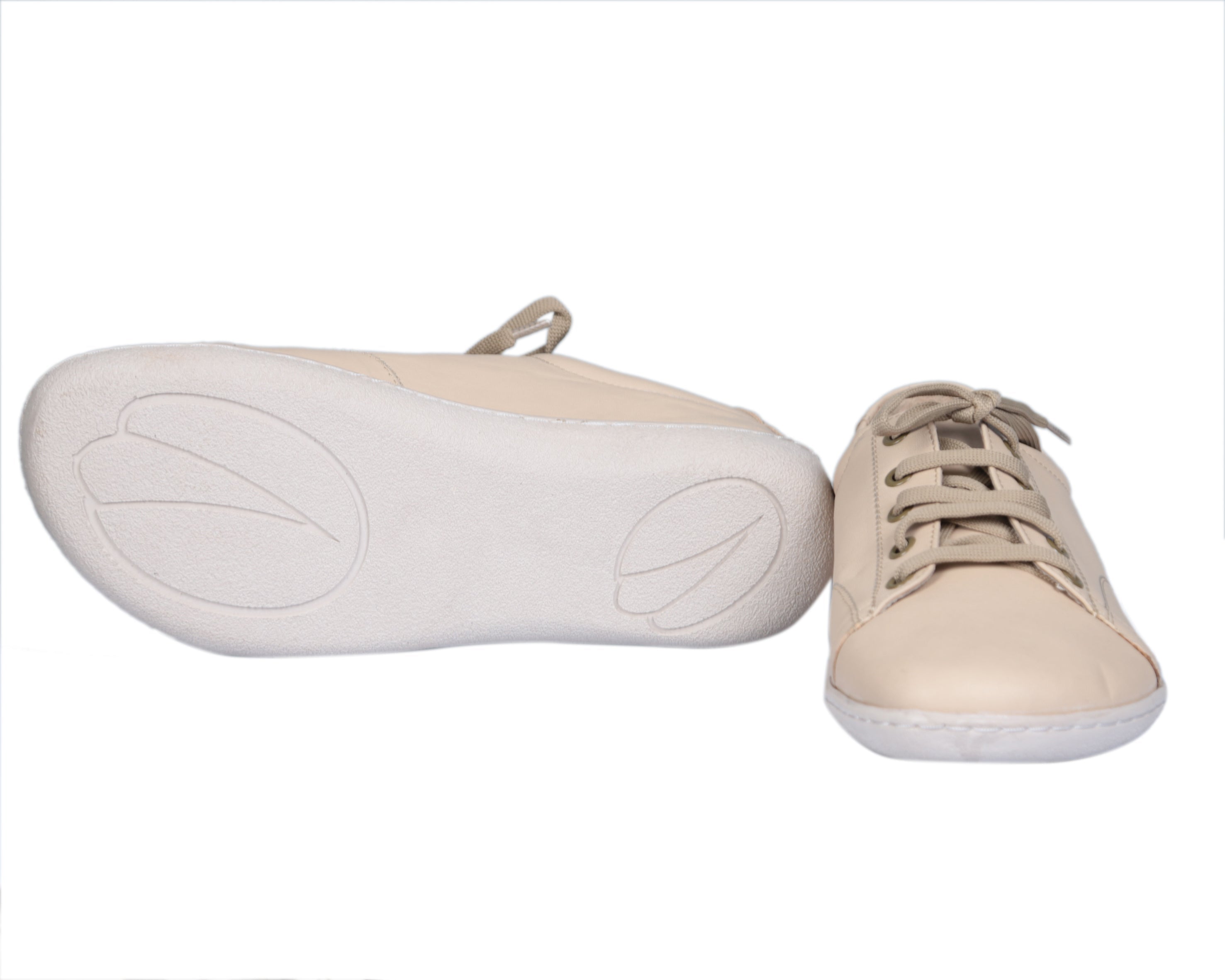 Cream SNEAKER Wide Barefoot Shoes Smooth Leather Handmade 6mm Rubber Outsole