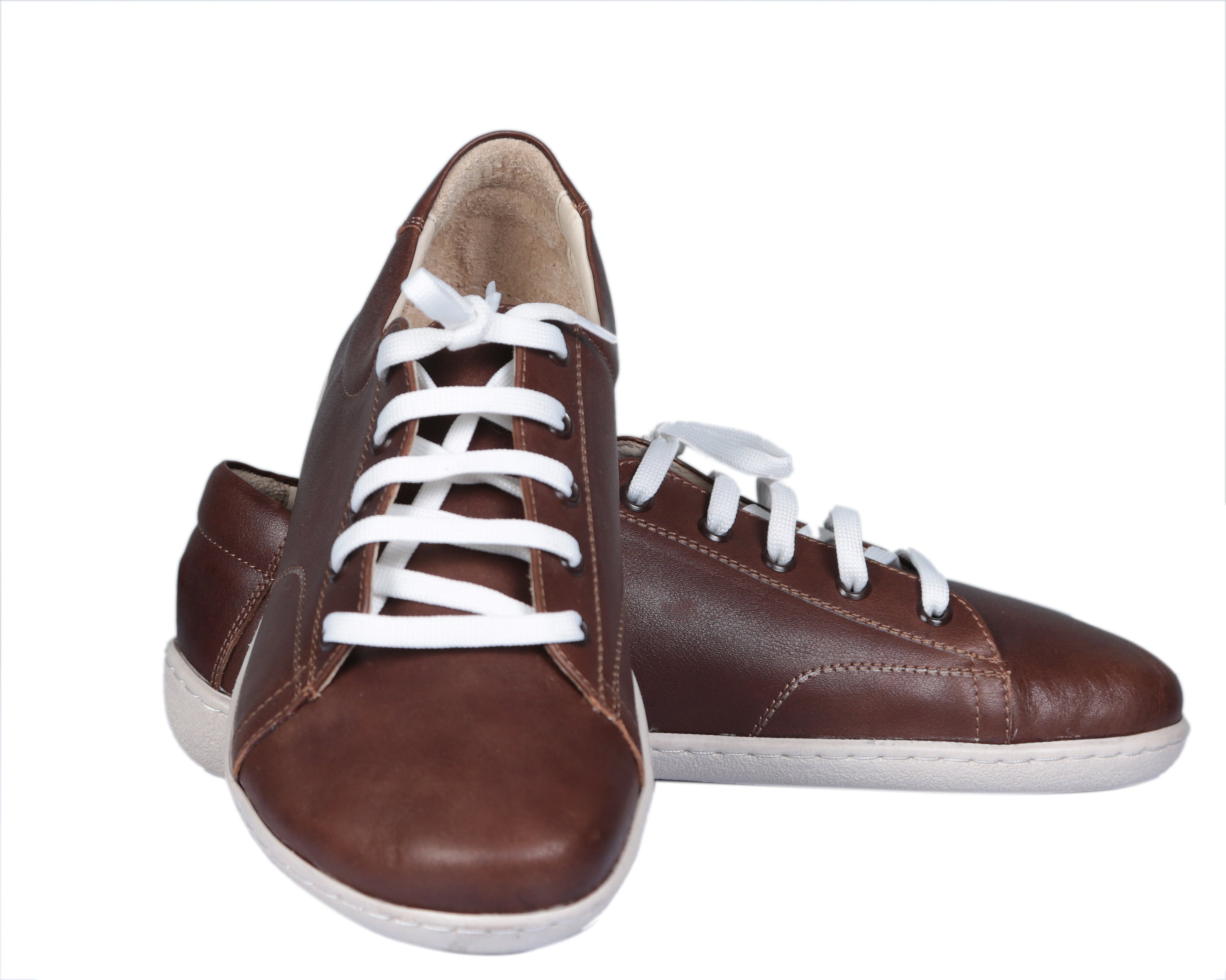 Dark Brown SNEAKER Wide Barefoot Shoes Smooth Leather Handmade 6mm Rubber Outsole