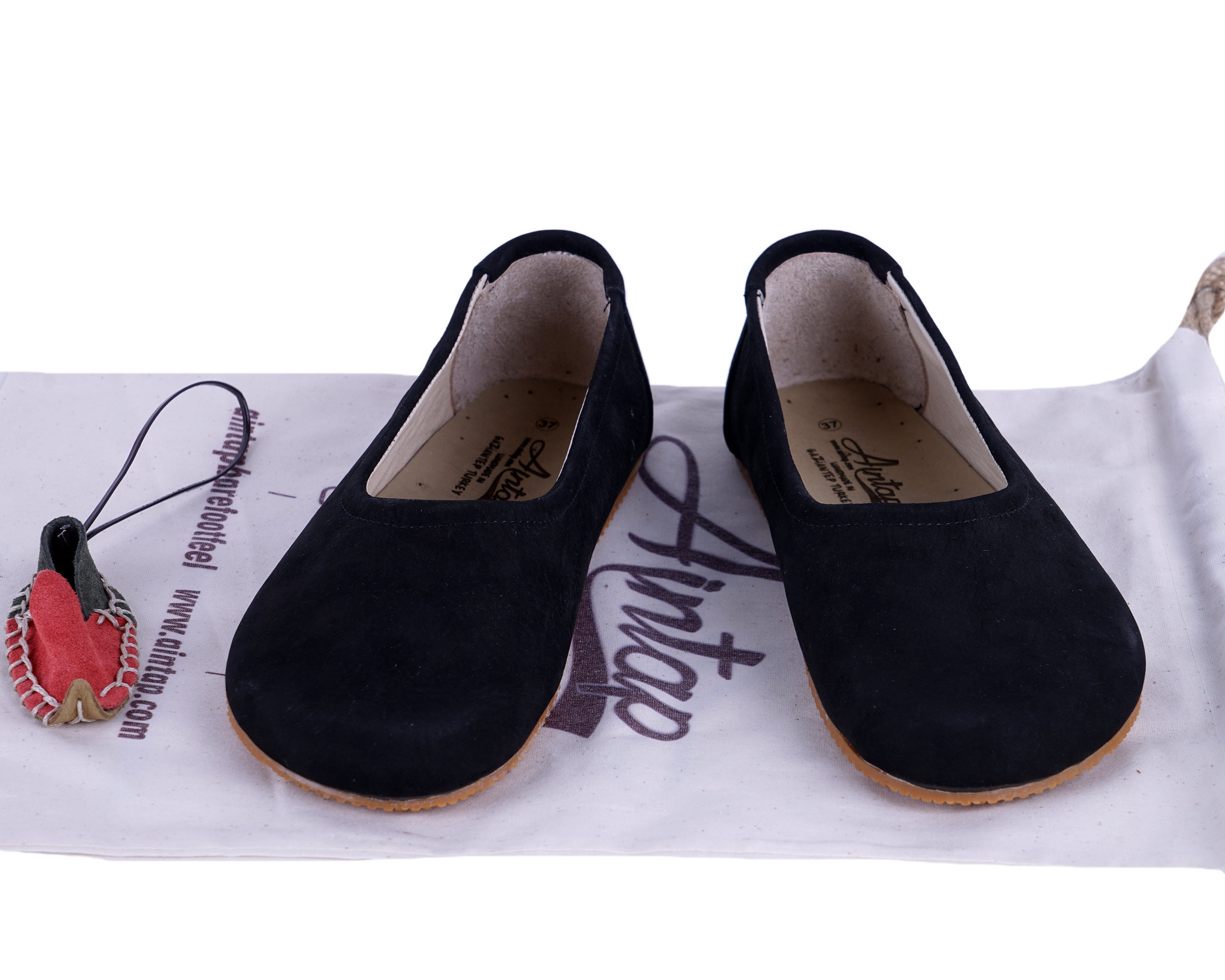 Black Women Flat Ballets Wide Barefoot Nubuck Leather Handmade Women Flat Ballets