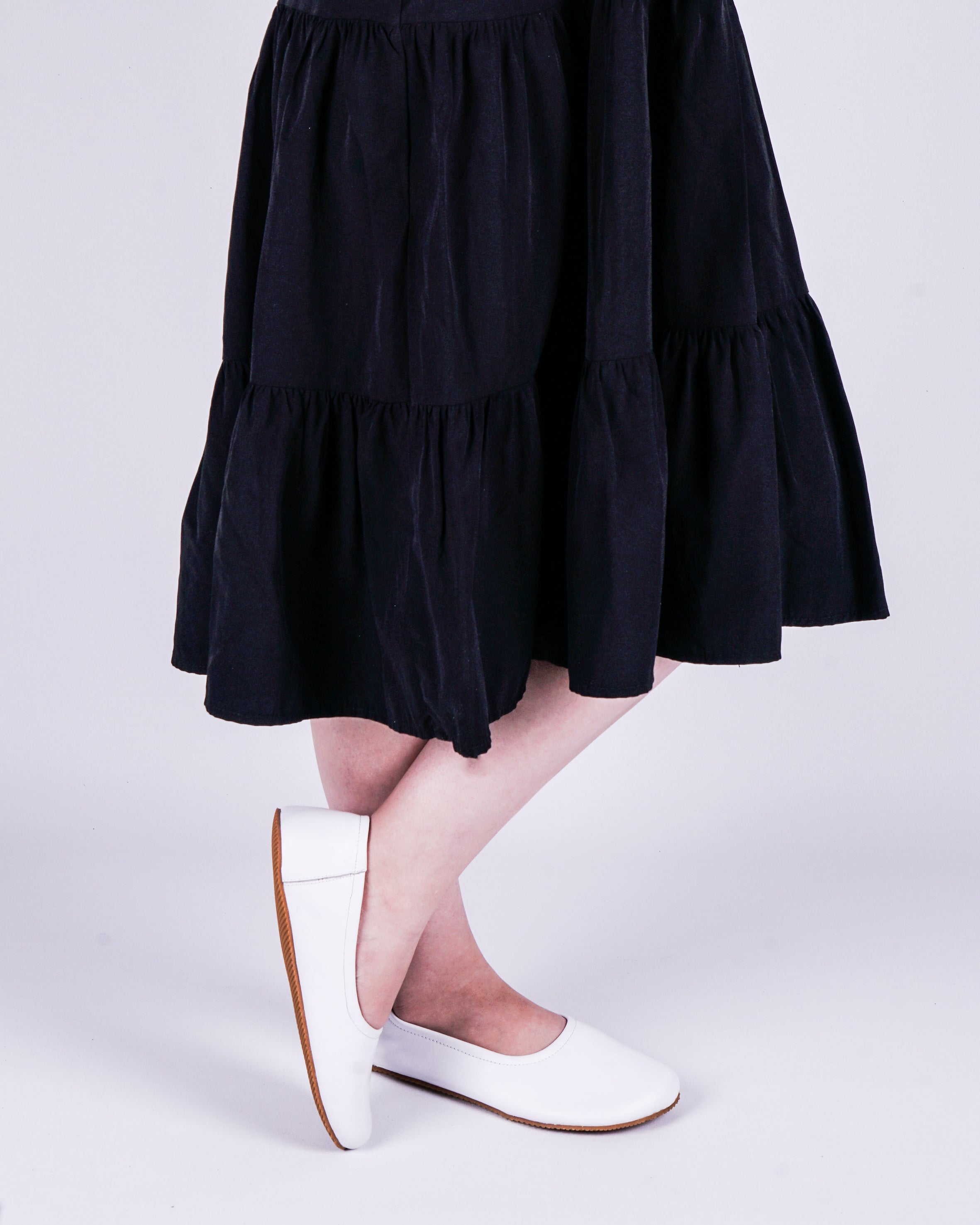 White Women Flat Ballets Wide Barefoot Smooth Leather Handmade