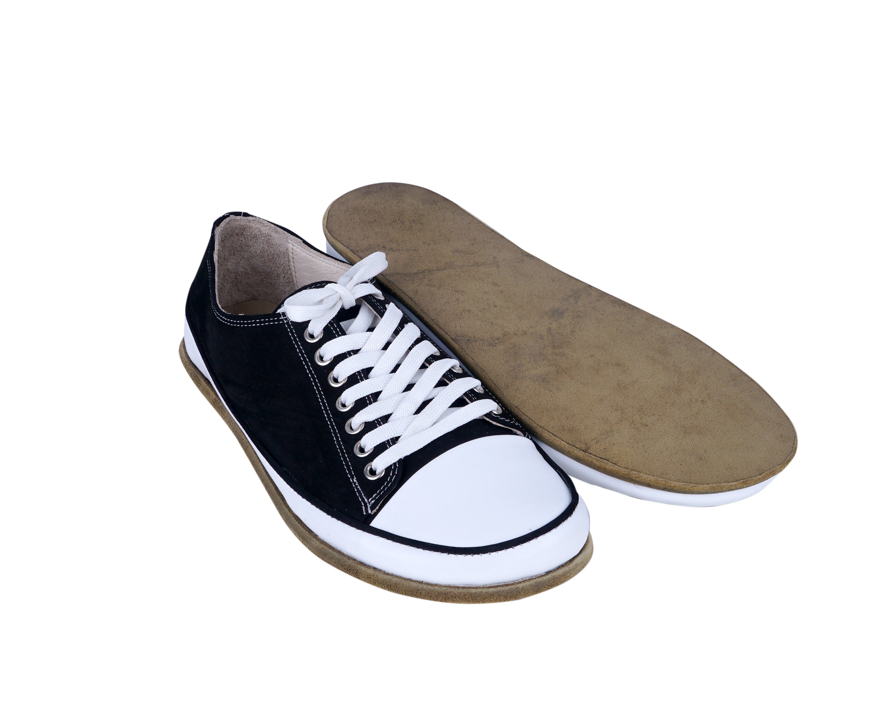 Black Converse Style Wide Barefoot Nubuck Leather Handmade Shoes Converse Leather Outsole