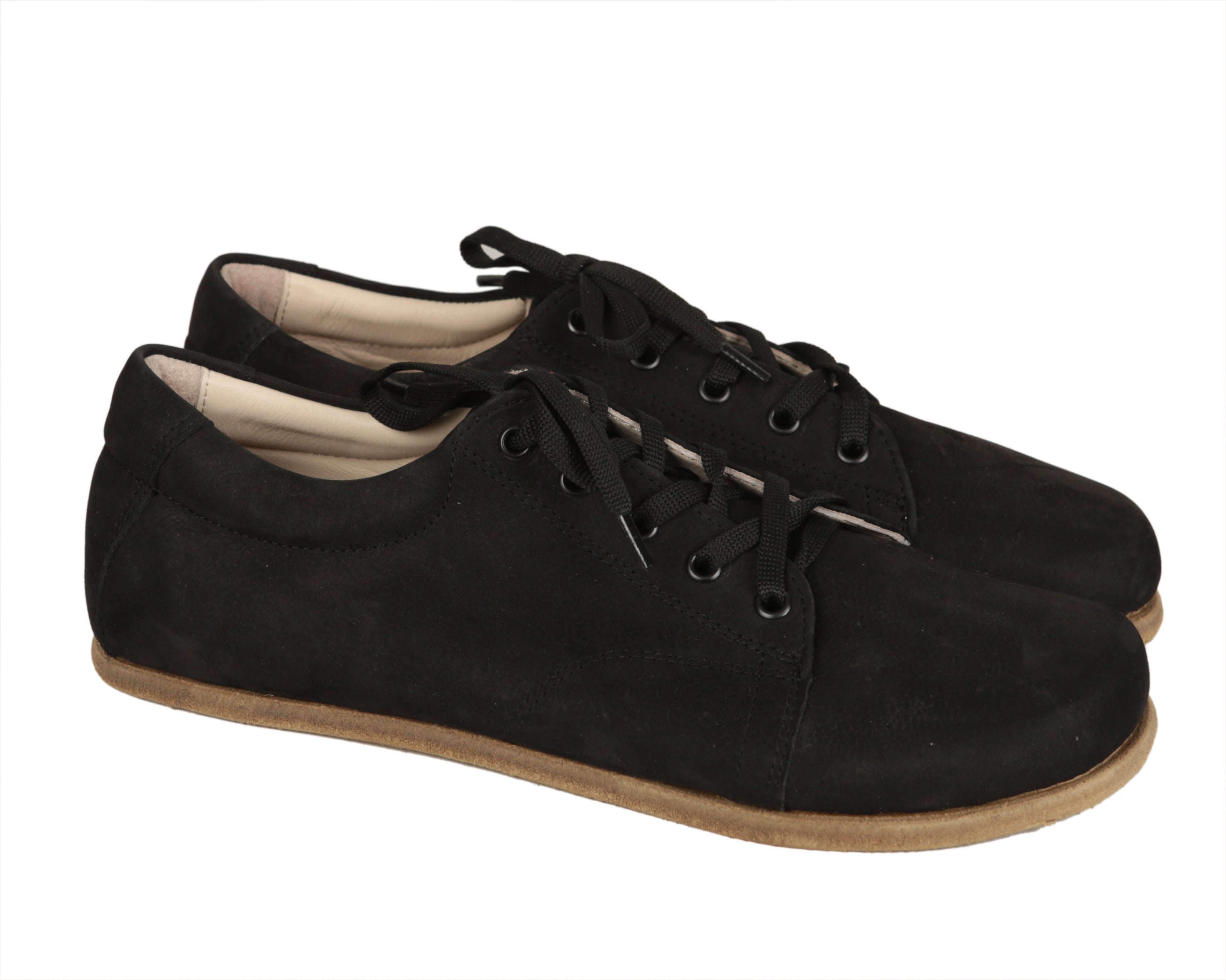 Black Sneaker Wide Barefoot Nubuck Leather Handmade Shoes Sneaker Leather Outsole