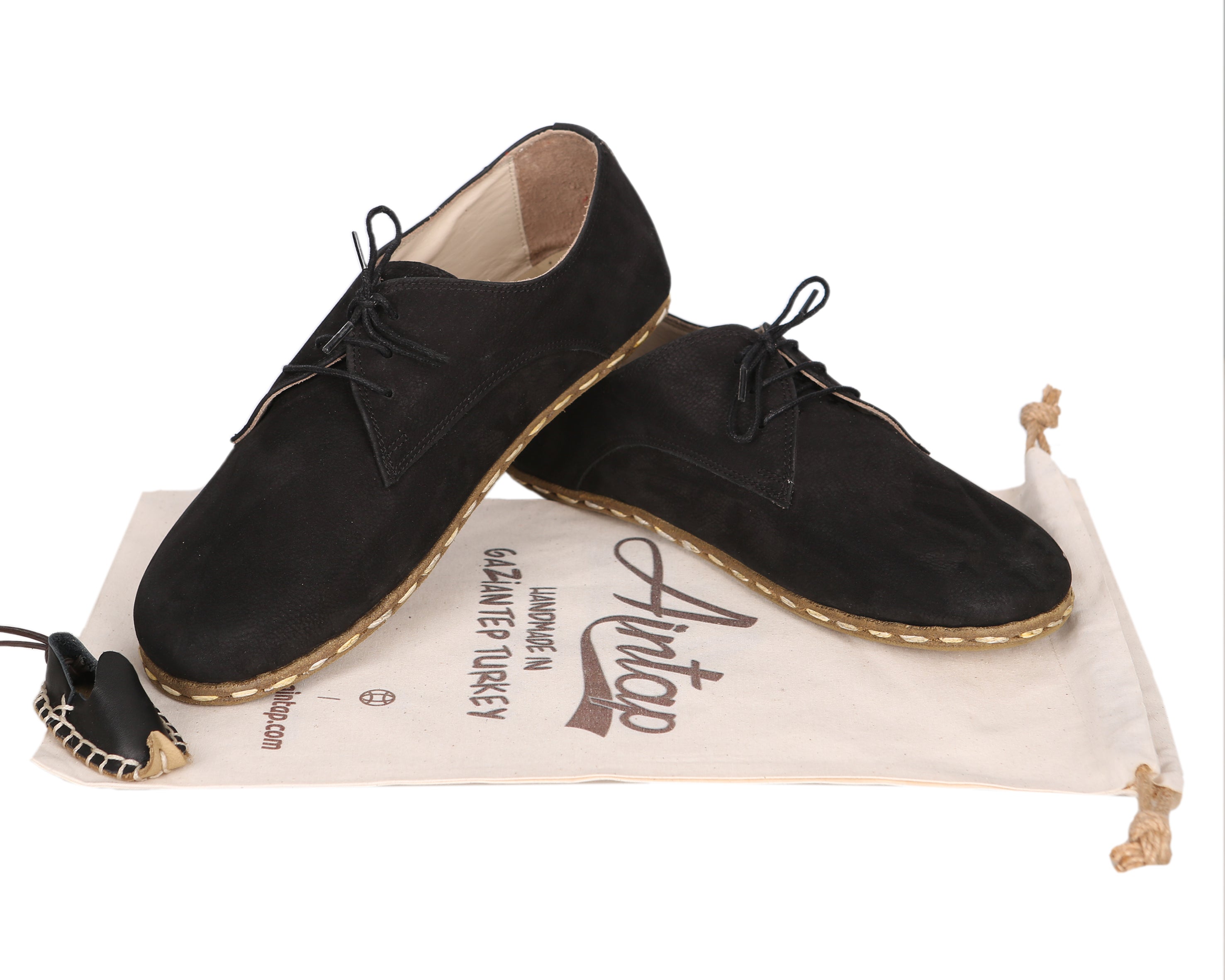Black Oxford Wide Barefoot Nubuck Leather Handmade Sport Shoes Oxford Leather Outsole