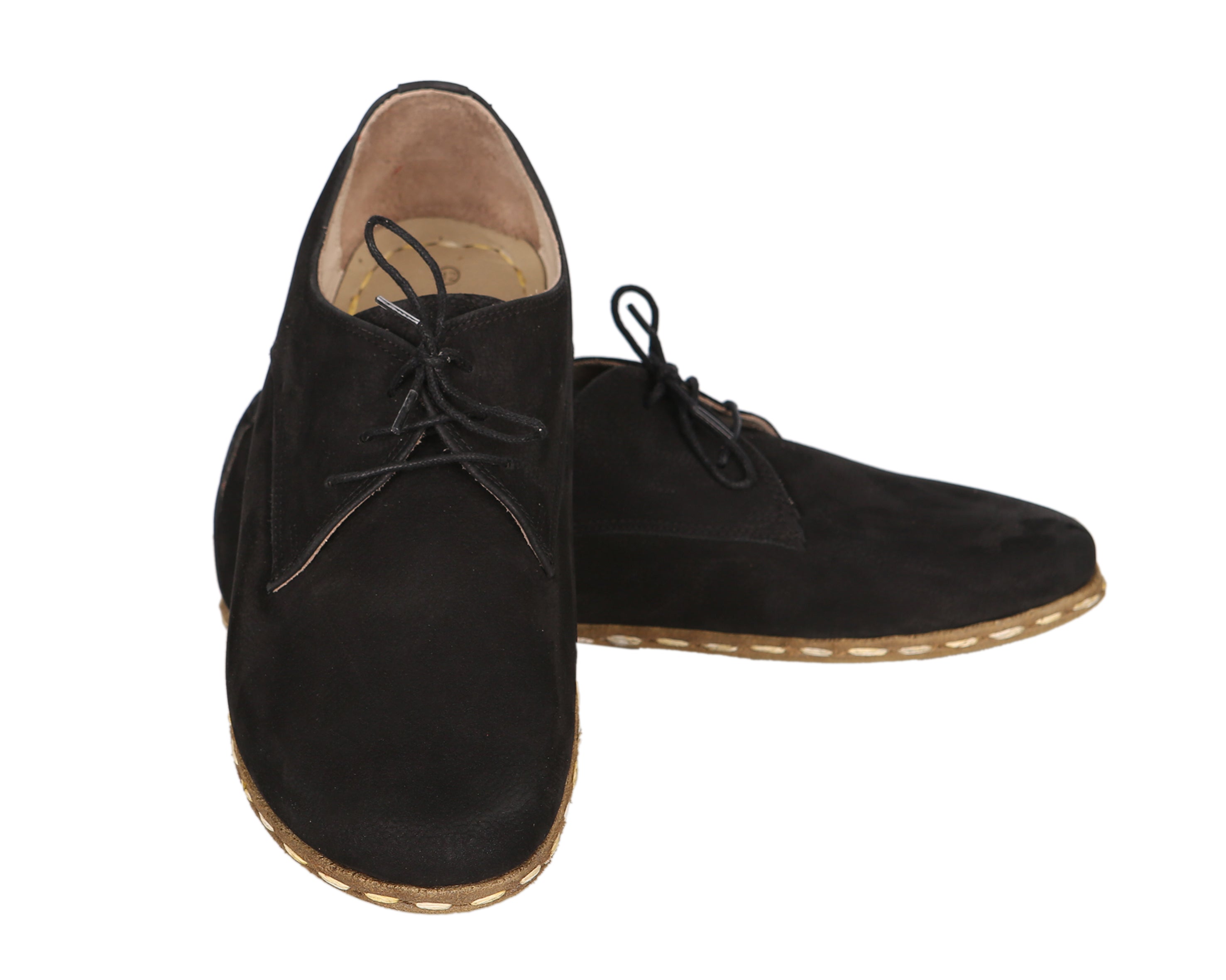 Black Oxford Wide Barefoot Nubuck Leather Handmade Sport Shoes Oxford Leather Outsole