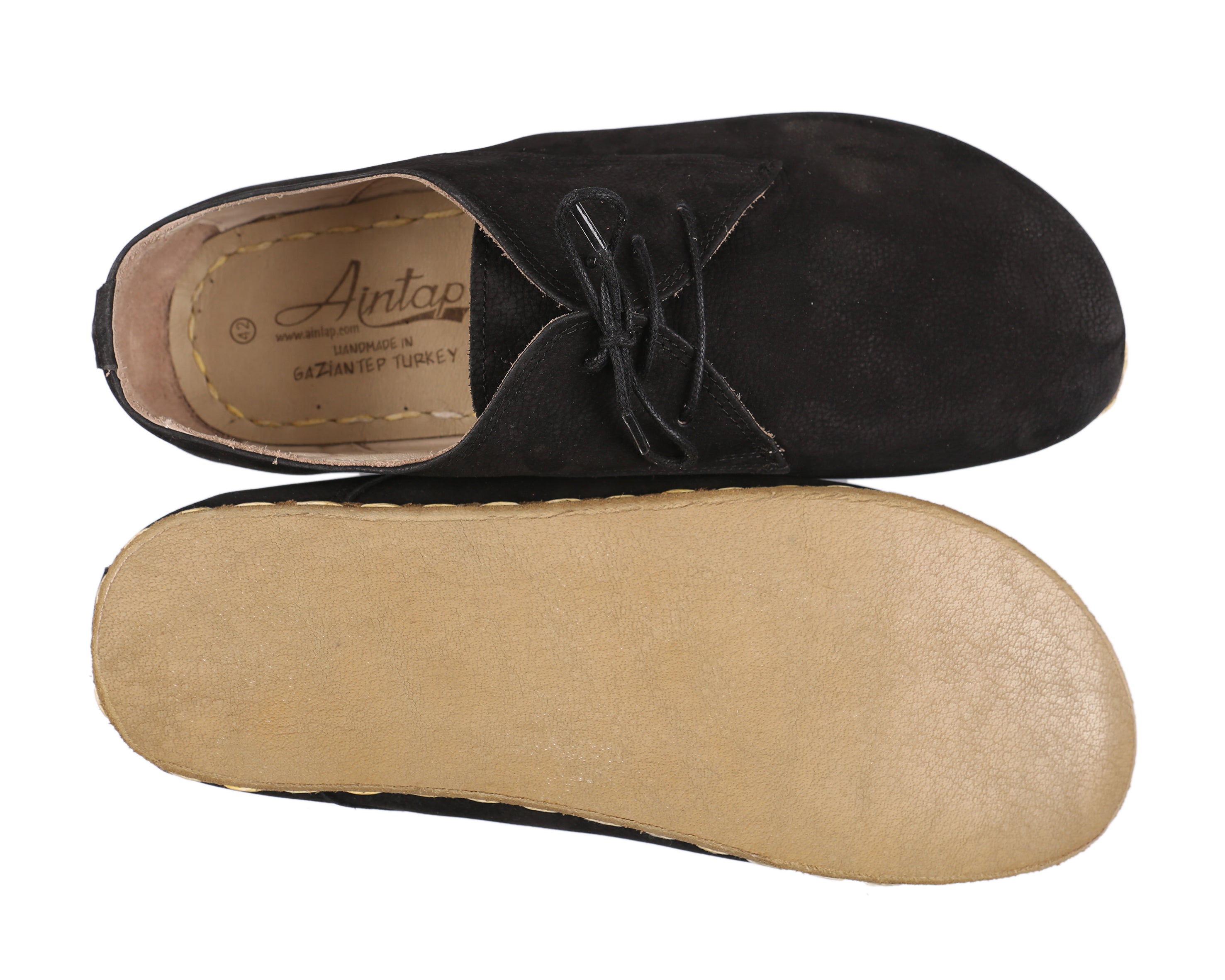 Black Oxford Wide Barefoot Nubuck Leather Handmade Sport Shoes Oxford Leather Outsole