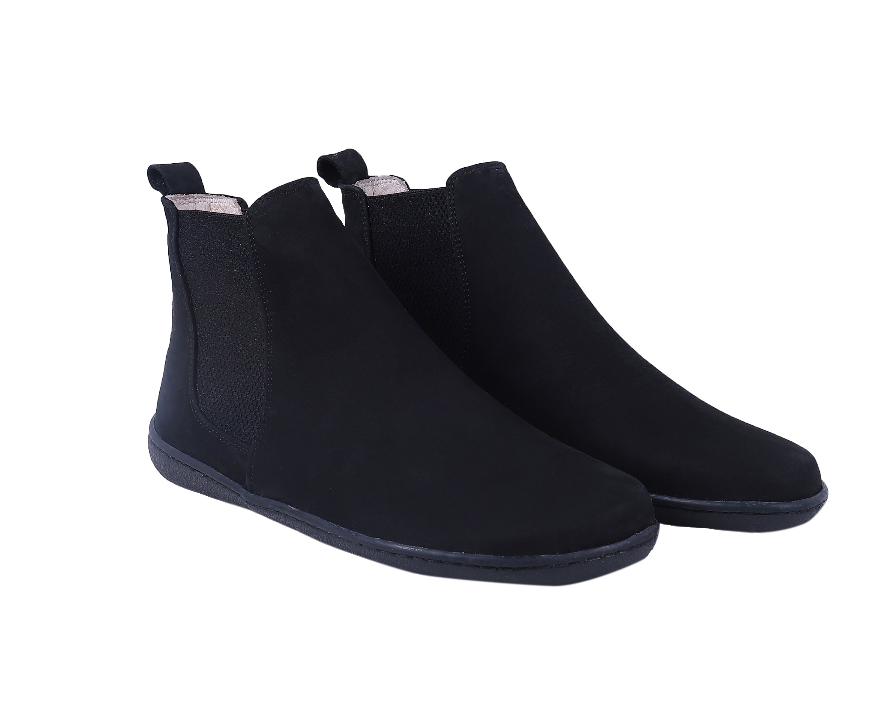 Black Chelsea Boots Wide Barefoot Shoes Nubuck Leather Handmade 6mm Rubber Outsole Chelsea Boots Rubber Outsole
