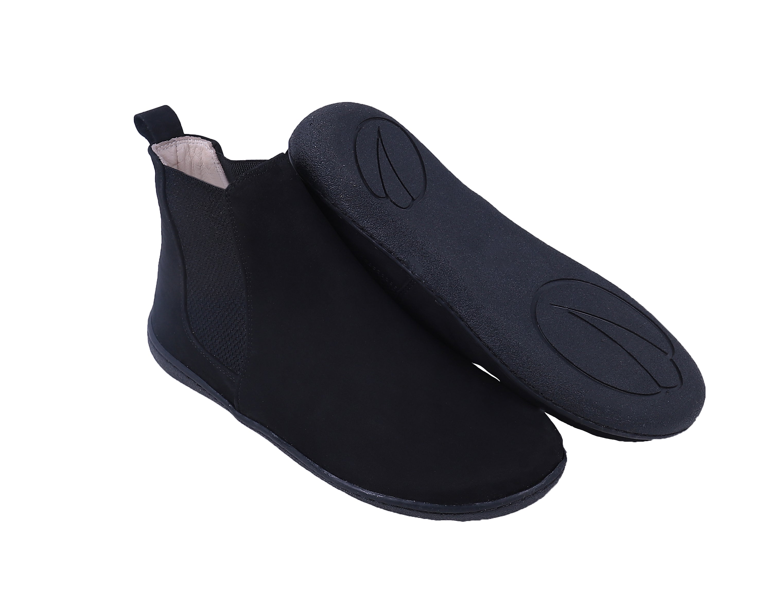 Black Chelsea Boots Wide Barefoot Shoes Nubuck Leather Handmade 6mm Rubber Outsole Chelsea Boots Rubber Outsole