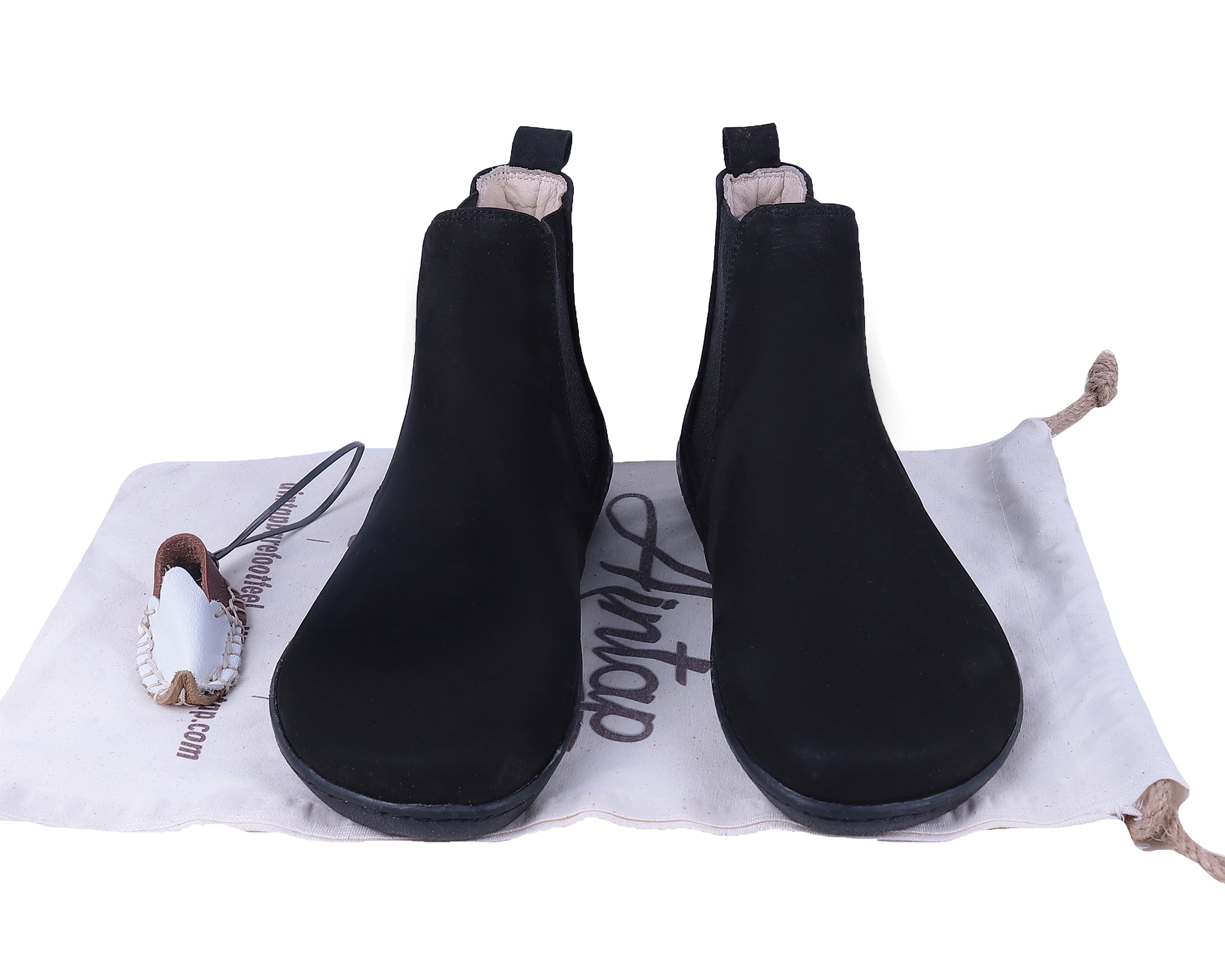 Black Chelsea Boots Wide Barefoot Shoes Nubuck Leather Handmade 6mm Rubber Outsole Chelsea Boots Rubber Outsole