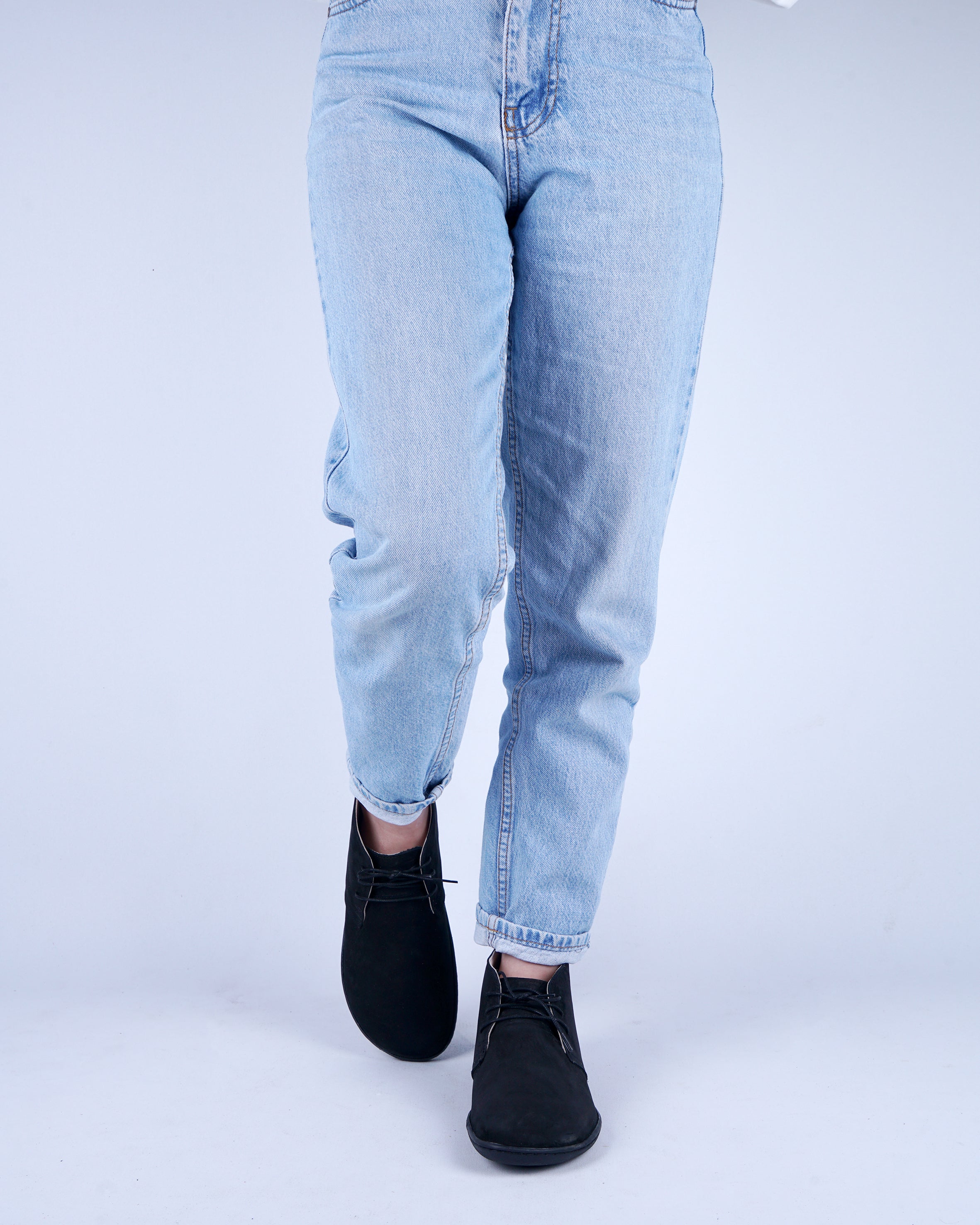 Black Ankle Boots Wide Barefoot Shoes Nubuck Leather Handmade Rubber Outsole Ankle Boots Rubber Outsole